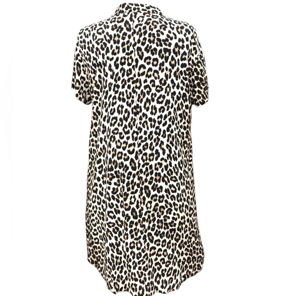 H&M Leopard Print Short Sleeve Loose Fit Shirt Dress - Picture 5 of 7